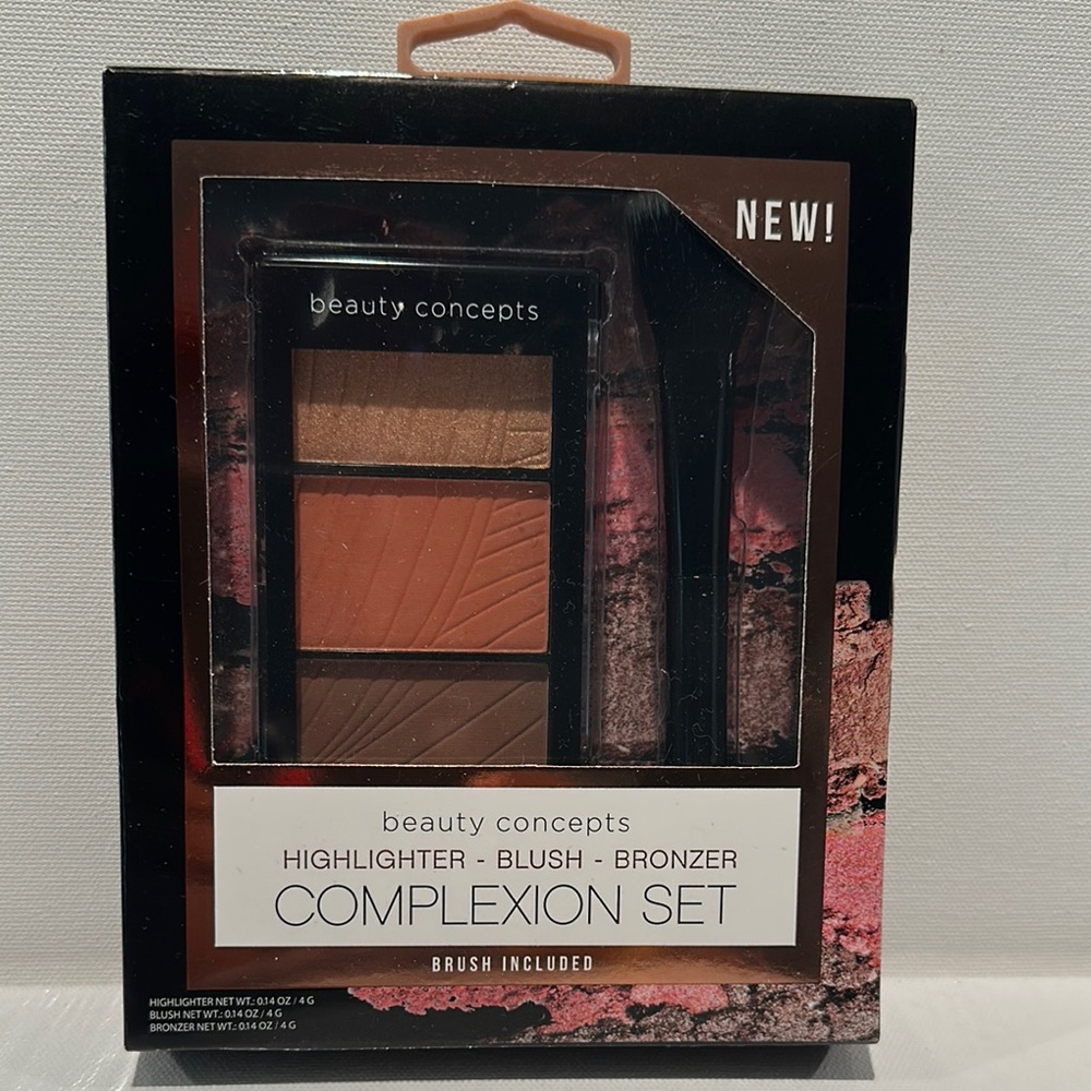 Beauty Concepts Highlighter, Blush, Bronzer and Brush Complexion Set.